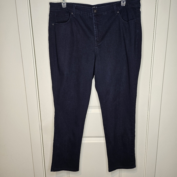 Style & Co. Highrise Tummy Control Dark Blue Straight Leg Jean Pants Plus 18W - Picture 5 of 9
